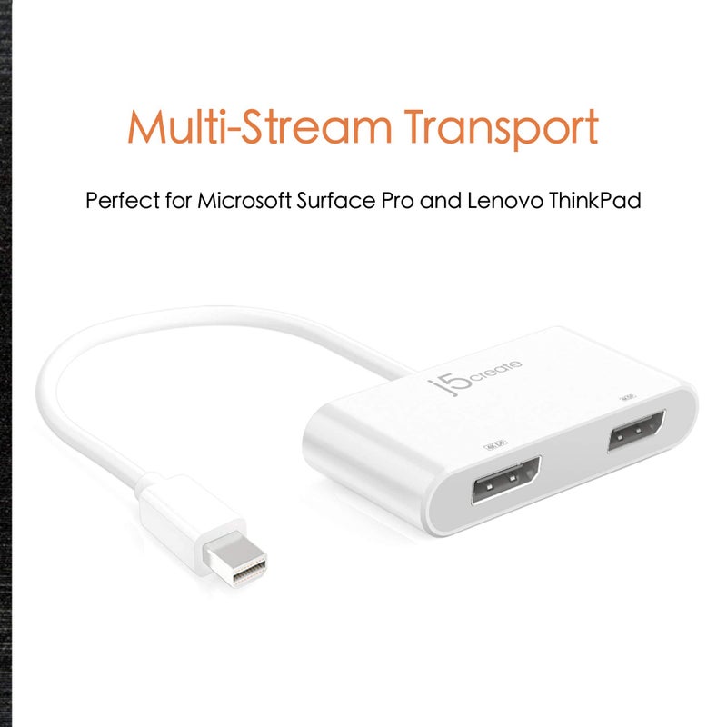 j5create محول j5create Mini DisplayPort إلى Dual DisplayPort Mini-DisplayPort (20 دبوس) ذكر | Dual Female DisplayPort (20 دبوس) | متوافق مع أجهزة Windows (JDA146) - Image 3